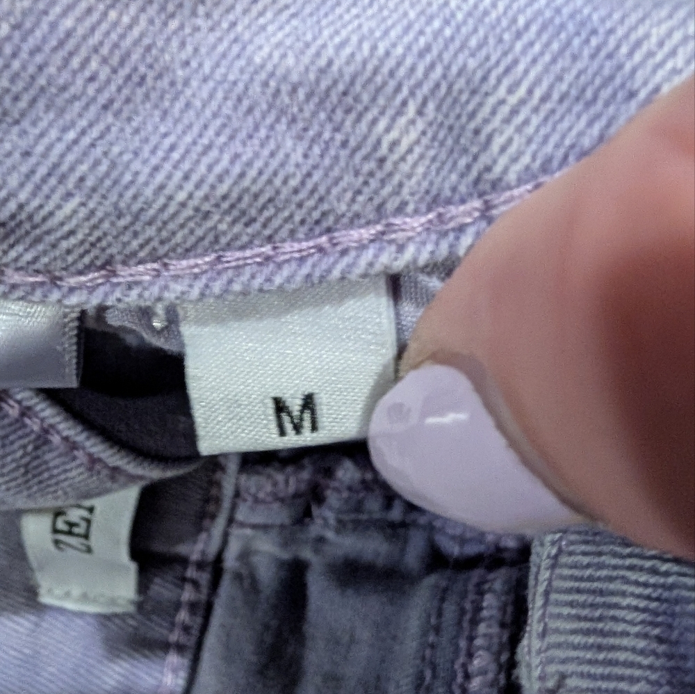 Zenana Lavender Denim Shorts Medium High Rise Stretch Frayed Hem Casual Summer - Picture 4 of 6